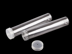Klarsicht-Aufbewahrungsröhre aus Kunststoff mit Schraubverschluss und Aufhängeöffnung - 30 mm Öffnung