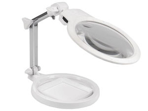 Professionelle LED-Standlupe mit Mess-Sockel - Verstellbare 2-fach/6-fach klappbare Tischlupe für Handarbeiten, Kurzwaren-Projekte & Schmuckherstellung