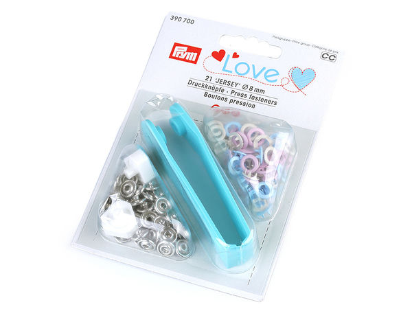 Prym Baby-Druckknöpfe für dünne Stoffe – Bunte 8-mm-Druckknöpfe mit Mini-Werkzeug (Zertifiziert kindersicher)