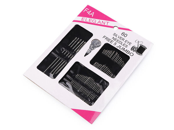 Premium Näh- und Sticknadel-Set mit Einfädler, 60-teilig (Nickel)