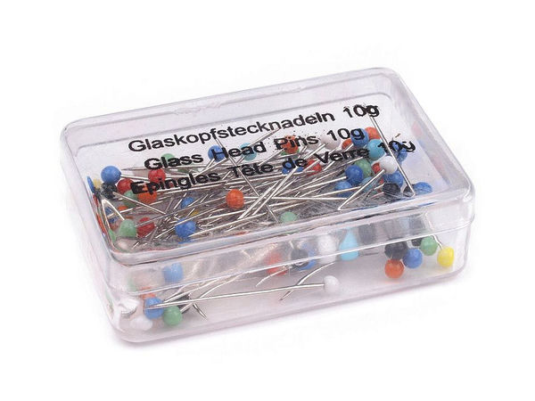 Premium Glaskopf-Stecknadeln aus Stahl (32 mm) - Gut sichtbare Stecknadeln in wiederverwendbarer Aufbewahrungsbox