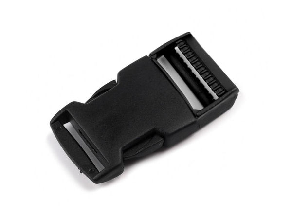 Premium 25mm Steckschnalle mit integriertem Gurtversteller - Schwarz
