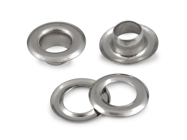 Premium-Ösen aus rostfreiem Metall mit Scheiben - 7 mm Innendurchmesser
