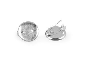 Platinfarbene Broschennadeln aus Metall mit 16 mm runder Fassung (19 mm) - DIY Broschenrohlinge & Schmuckzubehör