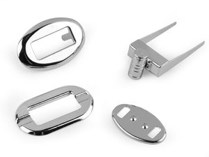 Premium ovaler Metall-Drehverschluss für Handtaschen und Portemonnaies - 20x32mm, Nickel