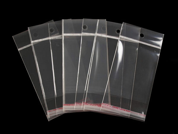 Premium transparente selbstklebende Beutel mit Aufhängeloch (7x9 cm)