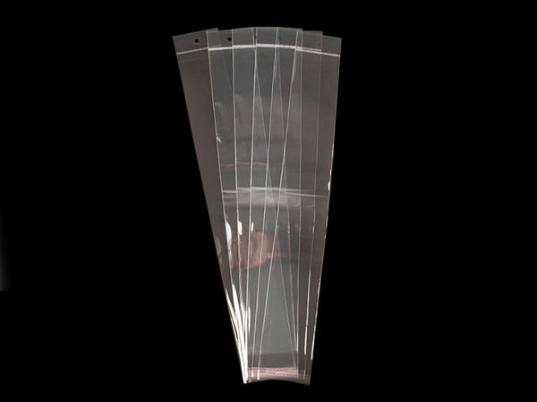 Transparente Selbstklebebeutel aus Kunststoff mit Aufhängeloch 7x45 cm