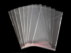 Premium Klarsichtbeutel mit Selbstklebeverschluss (13x20 cm) – Glänzende transparente Verpackungsbeutel für Kurzwaren & Bastelbedarf