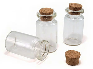 Premium Mini-Glasfläschchen mit Korkverschluss - 20x40 mm transparente Aufbewahrungsgläser für Kurzwaren und Perlen (8 ml)