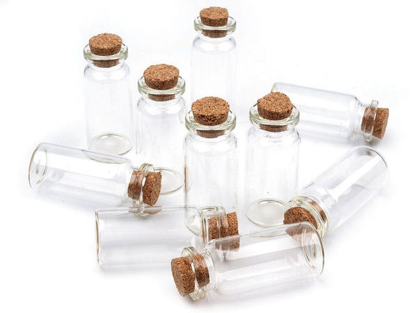 Premium Mini-Glasfläschchen mit Korkverschluss - Transparente Aufbewahrungsgläser für Bastelarbeiten, Perlen und DIY-Projekte (20 x 50 mm)
