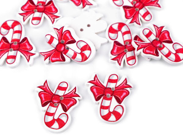 Weihnachtliche Deko-Holzknöpfe - Festliche Bastelknöpfe für Geschenkverpackungen, Kränze & Grußkarten