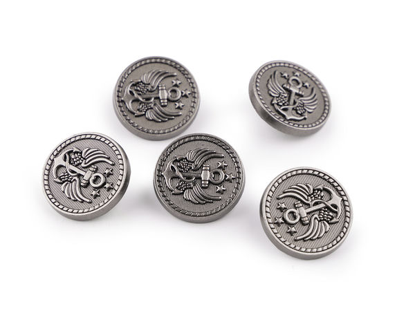 Premium Metallknöpfe Nickel Antik - Detailreich verzierte matte Verschlüsse für Jacken, Mäntel, Pullover, Hosen und Taschen (Größen 28, 32, 36)