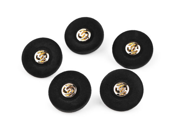 Premium samtbezogene Ösenknöpfe mit Metall-Zierelement - Größe 36 (23 mm)