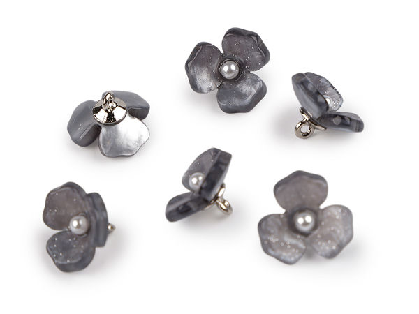 Resin-Blumenknopf mit Perle, Größe 26
