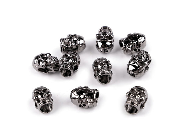 Kordelende aus Metall Ø 4 mm / Totenkopf-Motiv