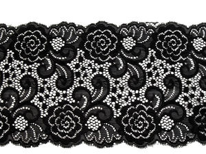 Premium elastische Spitzenborte mit Blumenmuster (15 cm) | Elegantes Kurzwarenband für Lingerie, Bekleidung und Stirnbänder