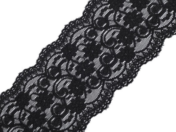 Elastische Premium-Spitzenborte (10 cm Breite) - Elegantes florales Muster für Bekleidung, Dessous und Haarbänder