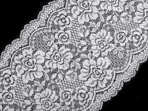 Elastische Premium-Spitzenborte mit floralem Muster - 18 cm Breite