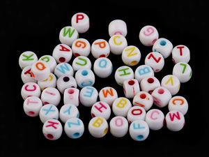 Premium Runde Alphabet- & Zahlenperlen - 7mm Acryl-Buchstabenperlen im Farbmix für Freundschaftsarmbänder & DIY-Projekte, 50er-Pack