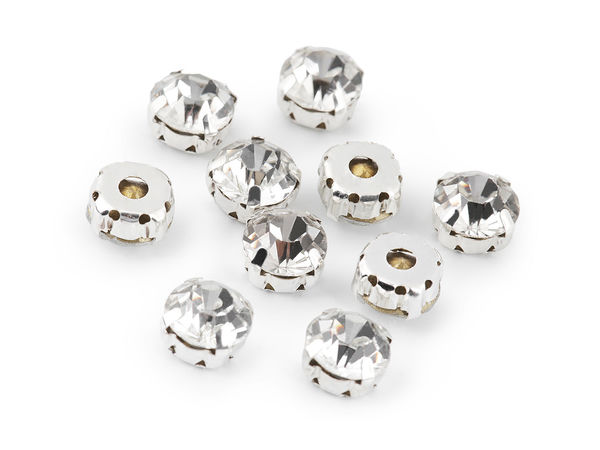 Aufnähbare Krallensteine in Metallfassung - Kristall-Chaton Ø10 mm für Kleidung & Accessoires