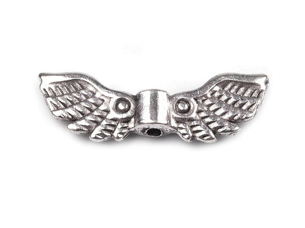 Premium-Engelsflügel-Zwischenperlen aus Metall in Platin (7x22 mm) – Beidseitig geprägte Anhänger für Schmuckdesign und Bastelarbeiten