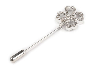 Dekorative Ziernadel mit Strass 17x51 mm Kleeblatt