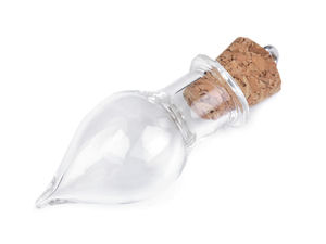 Glas-Tropfenanhänger / Mini-Wunschfläschchen mit Korkverschluss 13x37 mm
