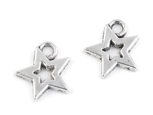 Stern-Metallanhänger für Kleidung, Schuhe und Accessoires - 12x12mm, Platin