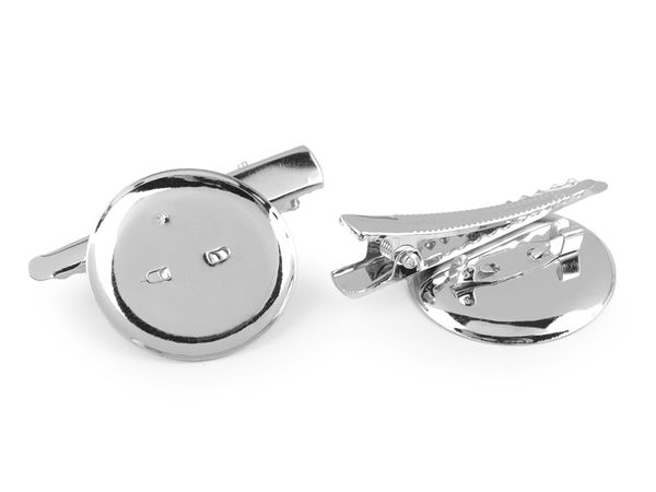 Universal-Broschenrohling mit Nadel und Krokodilklemme, 30 x 47 mm - Premium Schmuckteil in Platinoptik für DIY-Projekte