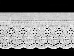 Premium Broderie Anglaise Madeira-Lochspitzenborte - 80 mm Blumenstickerei aus Polyester, Weiß
