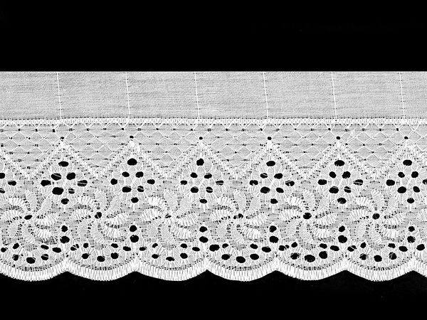 Premium Broderie Anglaise Madeira-Lochspitzenborte - 80 mm Blumenstickerei aus Polyester, Weiß