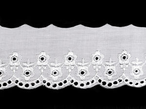Premium Broderie Anglaise Madeira-Spitzenborte in Weiß - 60mm elegante bestickte Lochspitze