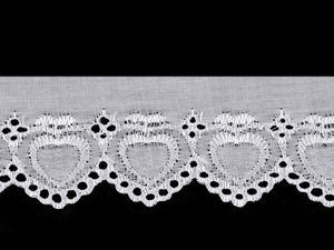 Weiße Broderie Anglaise Madeira-Spitzenborte - 60mm Polyester-Lochstickereiband