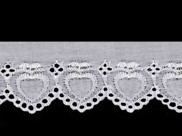 Weiße Broderie Anglaise Madeira-Spitzenborte - 60mm Polyester-Lochstickereiband