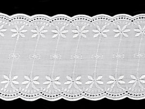 Weißes Broderie-Anglaise-Spitzenband aus Polyester - Madeira-Lochspitze 11 cm