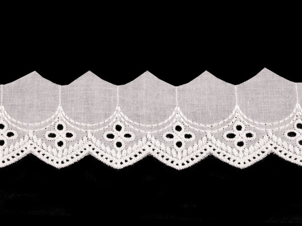 Premium Broderie Anglaise Madeira-Spitzenborte aus Baumwolle Naturweiß – 45mm Lochstickerei mit Bogenkante
