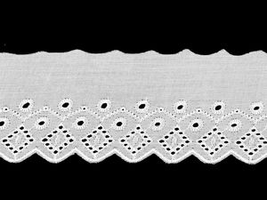Weiße Madeira-Spitzenborte aus Polyester mit Broderie Anglaise (80 mm Breite) - Premium-Lochstickerei für Bekleidung und Heimtextilien