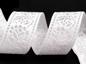 Gewebte Jacquard-Borte Breite 40 mm, weiß