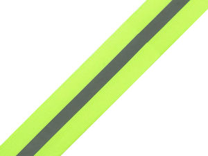 Premium reflektierendes Gurtband in Neon-Gelbgrün - 30 mm flache Textilborte für Bekleidung und Ausrüstung
