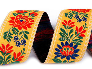 Premium Jacquard-Webband Trachtenborte - 35 mm Polyester-Zierband (25 m Rolle)