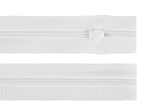 Premium Nylon-Spiralreißverschluss Nr. 3 in Weiß mit Schieber - 65 cm Reißverschluss ohne Endstücke für Bettwäsche und Kissen