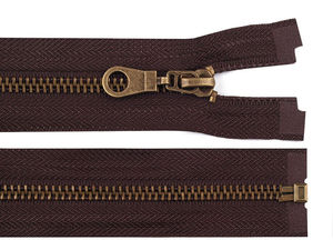 Premium-Metallreißverschluss Nr. 5 Altmessing (90 cm) - Robuster Autolock-Reißverschluss für Jacken und Leder