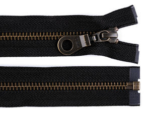 YKK Nr. 5 teilbarer Metallreißverschluss Altmessing, 65 cm - Premium-Reißverschluss für Jacken & Mäntel (Schwarz)