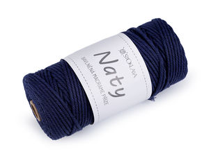 Naty Premium Makramee-Garn aus gekämmter Baumwolle (3 mm) – Dicke Baumwollkordel zum Stricken, Häkeln, für Poufs und Dekokörbe