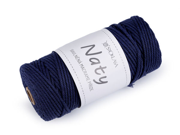 Naty Premium Makramee-Garn aus gekämmter Baumwolle (3 mm) – Dicke Baumwollkordel zum Stricken, Häkeln, für Poufs und Dekokörbe