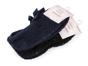 Emi Ross Damen Frottee Anti-Rutsch-Haussocken – Flauschige Ballerina-Lounge-Socken mit Satinschleife (2 Paar)