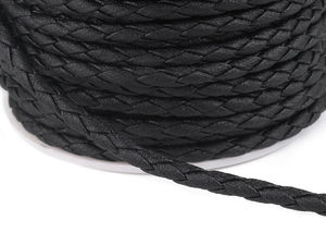Premium geflochtene Öko-Lederkordel für Schmuck - 3mm, Schwarz (15m Spule)