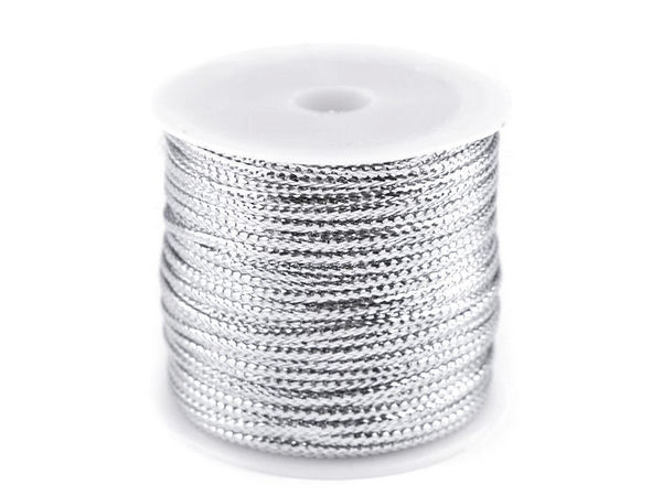 Flache Hohlkordel mit Lurex für Weihnachten, Breite 2 mm