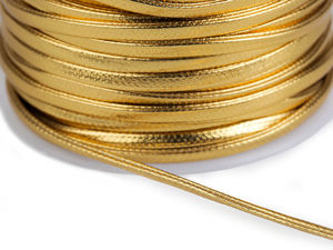 Goldene Flachkordel für Geschenkverpackungen, PU, Breite 1,8; 2,5 mm