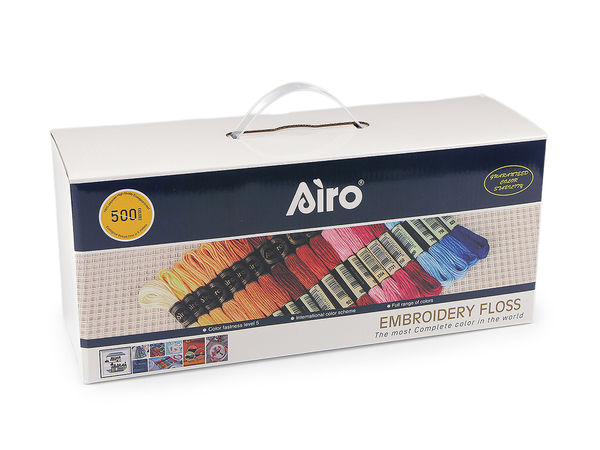 AIRO Premium Mouliné Stickgarn Set – 500 Stück, 8m Sticktwist-Docken, sortierte DMC-kompatible Farben
